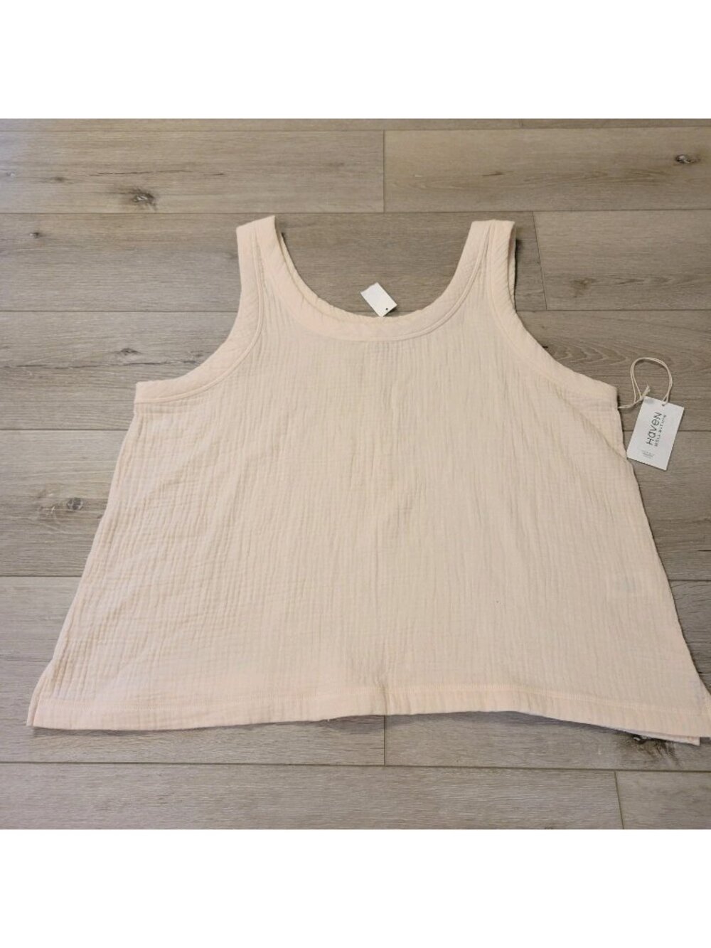 Organic Cotton Gauze Tank Haven Well Sz XL Peach Coastal Grandma Cottagecore